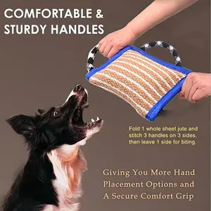 3-Handle Jute Bite Tug: Medium & Small Dogs Agility Training, Bite Work, Trainer Recommended, Boosts Bite Force, Control and Proper Grip, Enhanced Grip