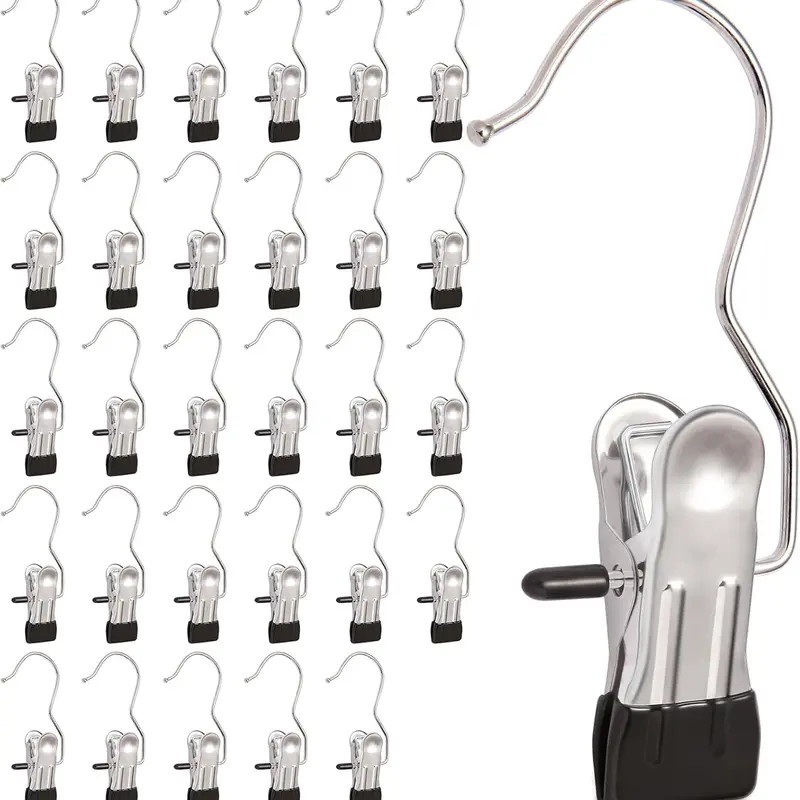 30 Pack Heavy Hanger Clips for Closet, Laundry Hooks Hanging Clips with, Clothespin for Clothes Pants,Clothes Pins Multi-Purpose Clip Big Hangers & Pants Clip Hangers for Hats Socks Towels Travel