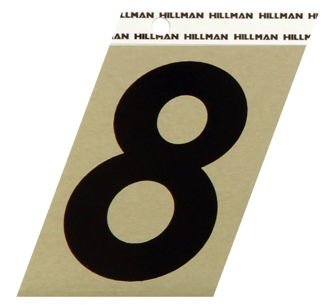 Hillman Group 840568 Self-Adhesive Address Numbers - 3 in. Aluminium Angle-Cut, 8-Pack of 3, for Mailboxes & Outdoor Use, Helps Emergency Workers See Addresses More Clearly