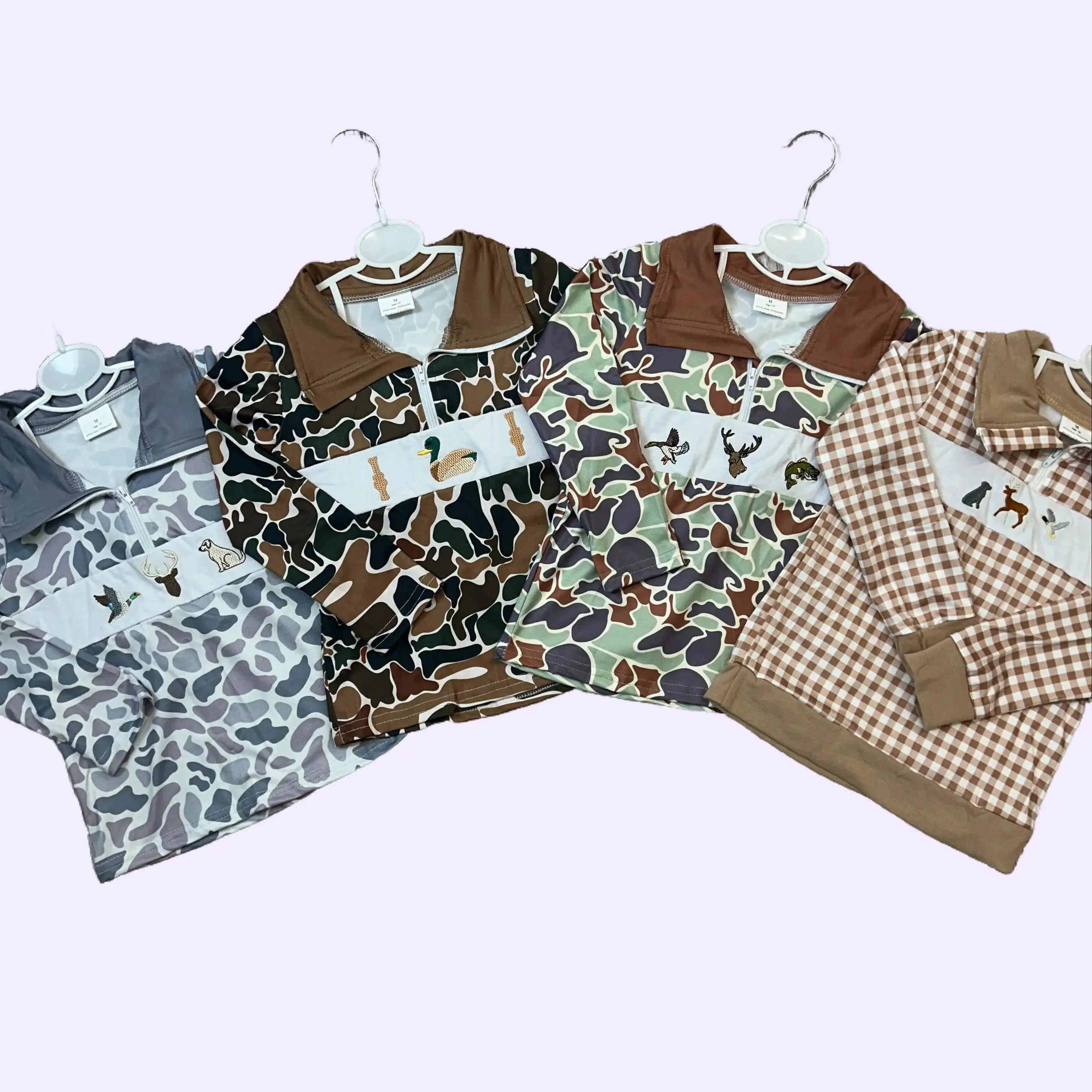 Toddler's Camo Zip Hooded Pullover, All Season Cotton Blend Long Sleeve Top with Embroidered Duck for Casual Wear, Hunting, 4T, Camo Sweatshirts, Camo Shirts, Cotton Spandex