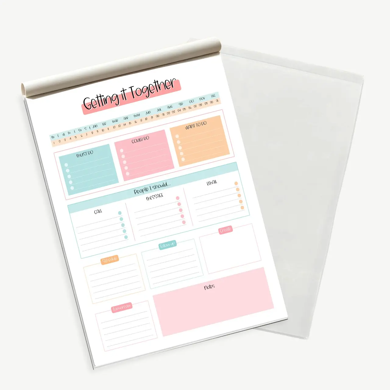 Templateable Mind Map Notebook, To-Do List Desk Pad, Efficiency Planner, Adhd Daily Plan Book, 50 Colorful Tear-Off Pages, Time Management Tool, Office Stationery Supplies