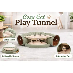 Cat's Telescopic Tunnel Cushioned Bed