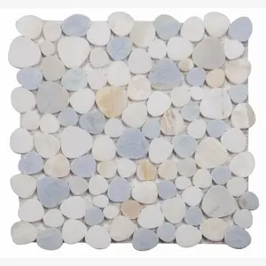Hudson Marina Marble Pebble Mosaic Tile Sample