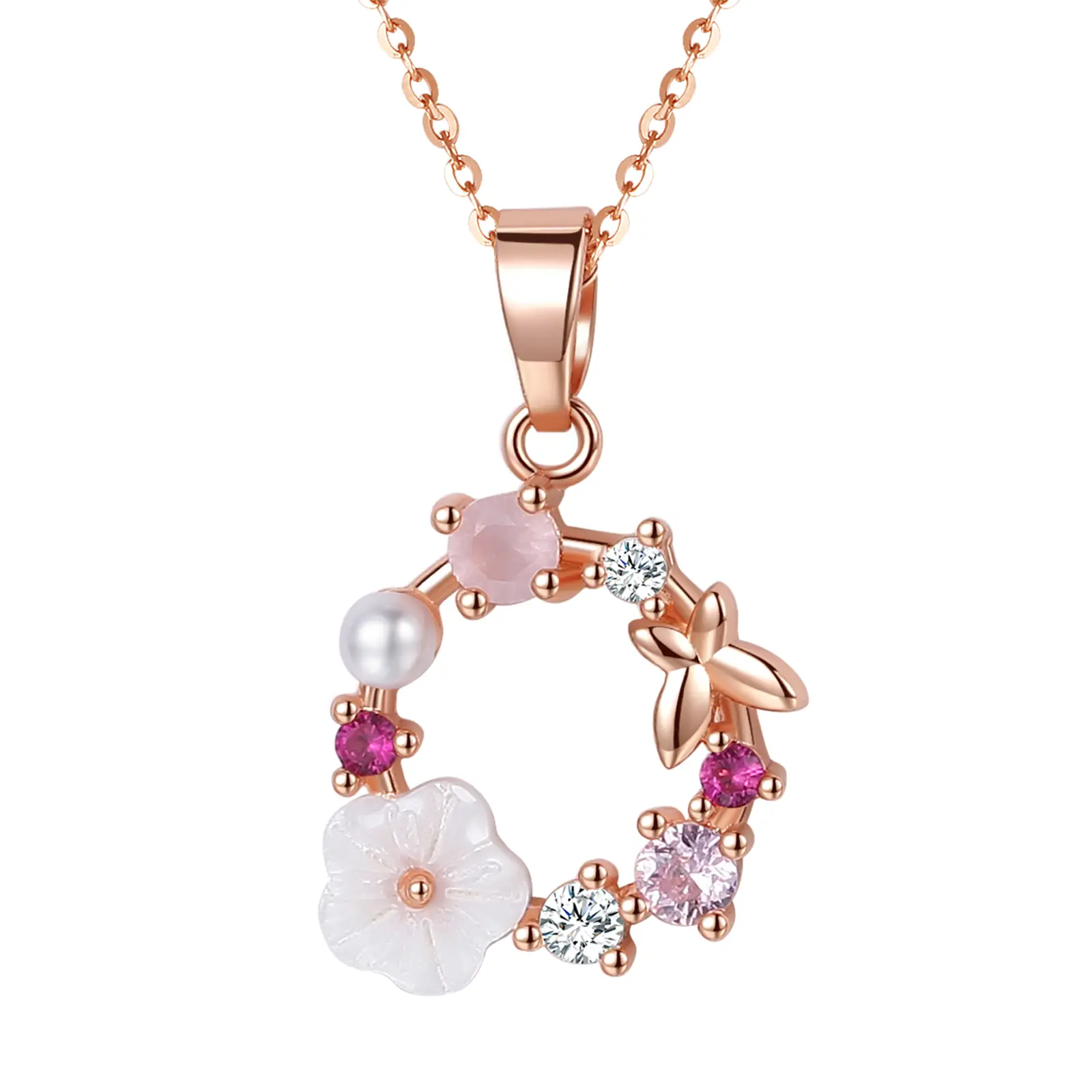 OIDEA Women's Cherry Blossom Flower Pendant Necklace - Cute Style, Bloom, Decorative Flower Necklaces for Romantic Gifting, Cute Style Necklaces