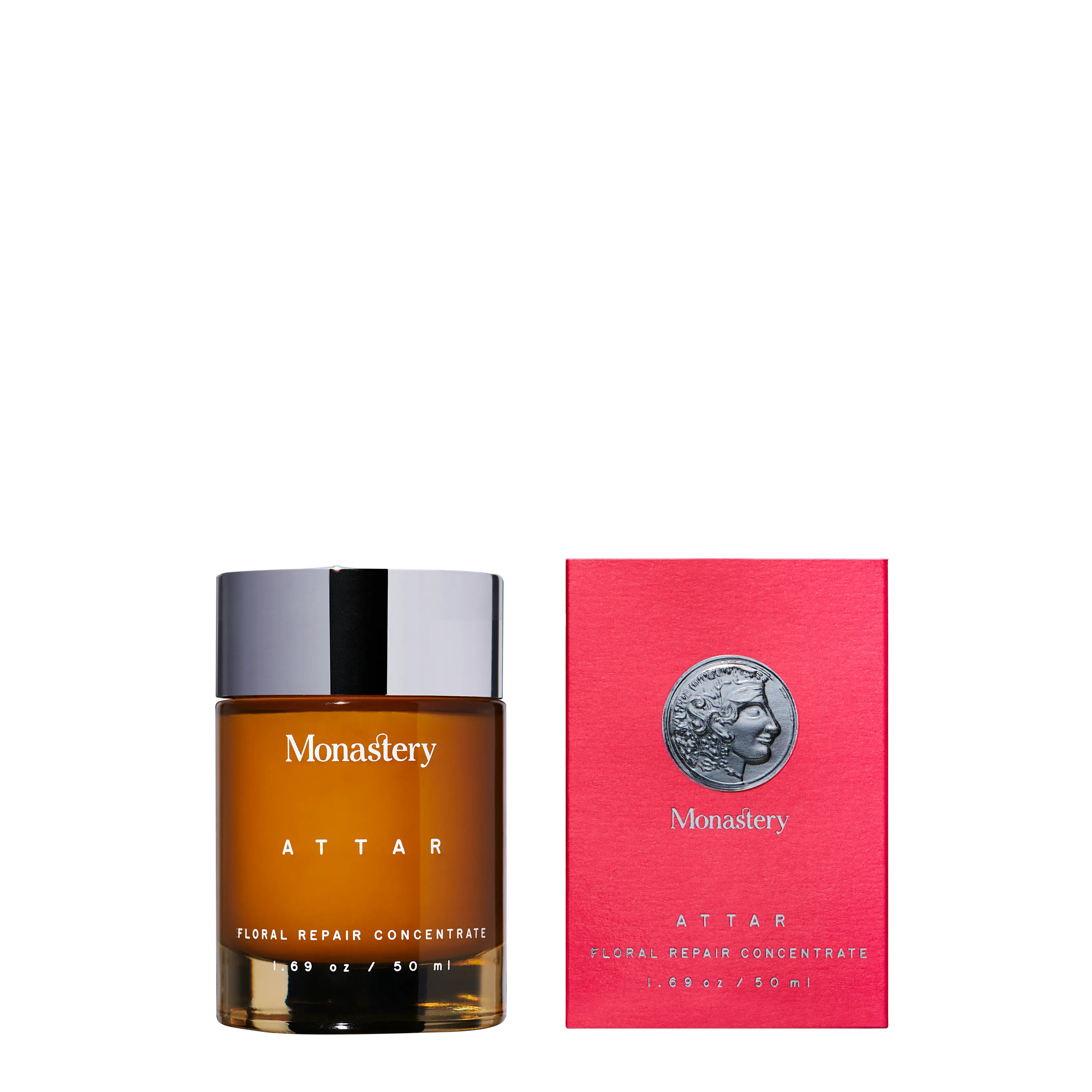 Monastery Attar  Floral Repair Concentrate, 50ml, Face Moisturizer, Essential Oil Free, Nourishing Balm for Radiant Glow - Made With Hazelnut, Rosehip Seed, Rare Rose Extracts, Jasmine Sambac