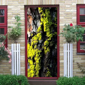 2pcs Natural Tree Bark Texture Wall Stickers Creative Home Decor Art Decals for Living Room Bedroom Self Adhesive Removable Eco Friendly PVC Simulated Moss Plant Background Wall Decorative Stickers