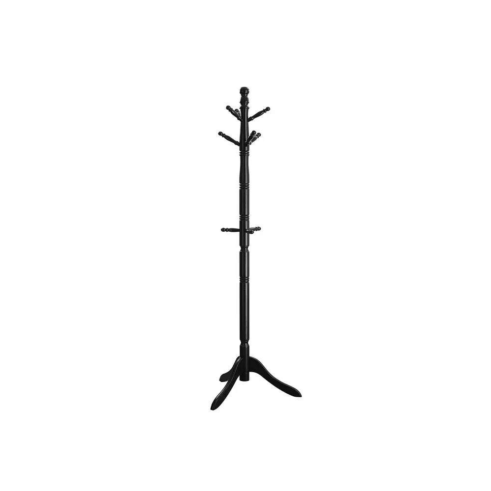 SONGMICS VASAGLE Solid Wood Clothes Rack Stand, Free-Standing Hall Coat Tree with 10 Hooks for Coats, 18.5" Wide Hang, 70.5" Tall Reach, Out of Way for Entryway (Rubberwood Construction), Entryway Coats, Out Of Way