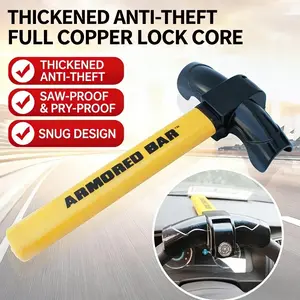 Universal T-Handle Steering Wheel Lock, Anti-Theft Car Security Lock, Self-Defense Vehicle Safety Lock, Heavy Duty Head Lock for Most Cars, Trucks & SUVs with Key, Lock Core