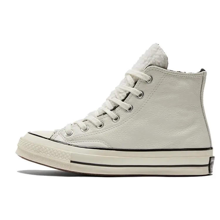 Men's & Women's Converse Chuck Taylor All Star Casual Leather-Faux Shearling High-Top Footwear, Comfortable Daily Shoe