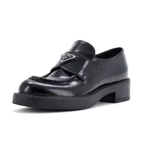 Pre-owned Prada Women's Triangle Logo Loafers Spazzolato Leather by Rebag