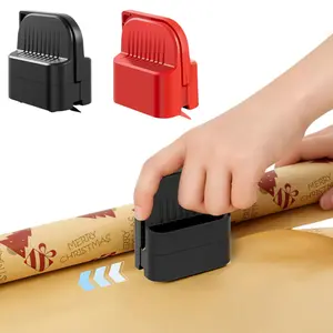 2 Pack Holiday Wrapping Paper Cutter with Wheels & 2 Replaceable Blades Set, Straight Line Gift Wrap Cutter Tool for Birthday Christmas Wrapping, Universal Fits For Various Rolls and Papers