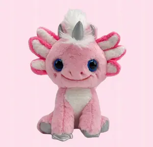 Unilotle Wonder Critter - Adorable Axolotl Plush with Unicorn Magic, Shimmering Details, Soft Pastel Colors, Huggable & Child-Safe Materials, Customizable Drawstring Bag