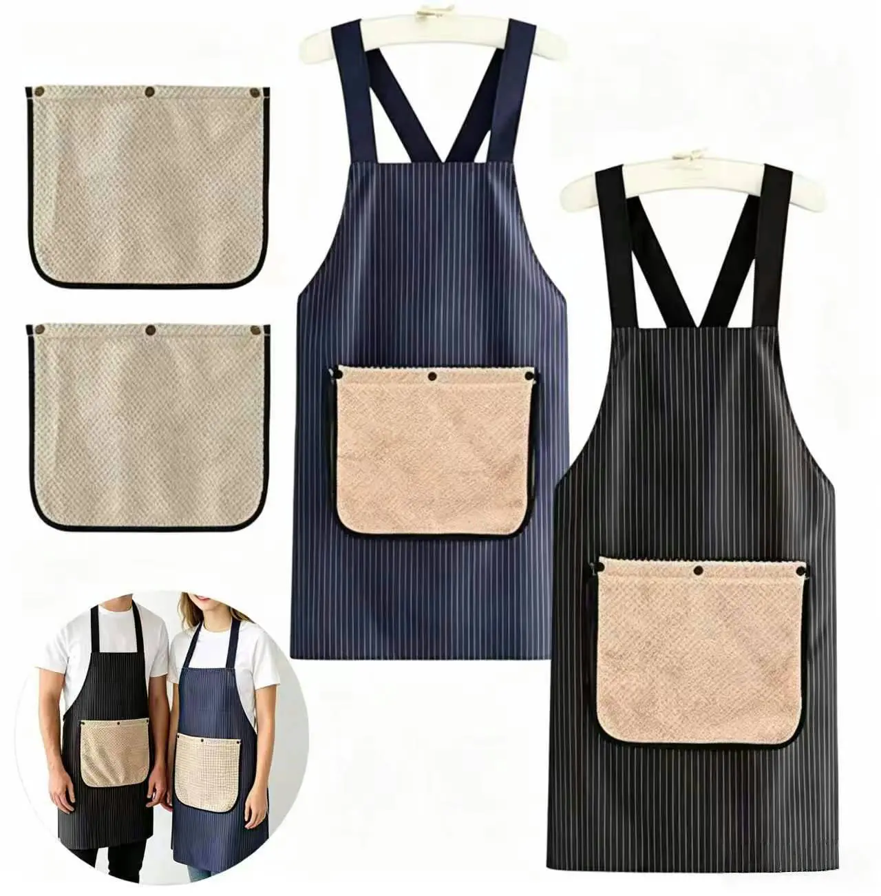 Unisex Psychology & Relationships Humanities & Social Sciences Themed Waterproof Cotton Pocketed Apron - Lightweight, Easy Cleaning, Removable Towel, Adjustable Strap, Hand-Friendly - for Kitchen Cooking, Gardening