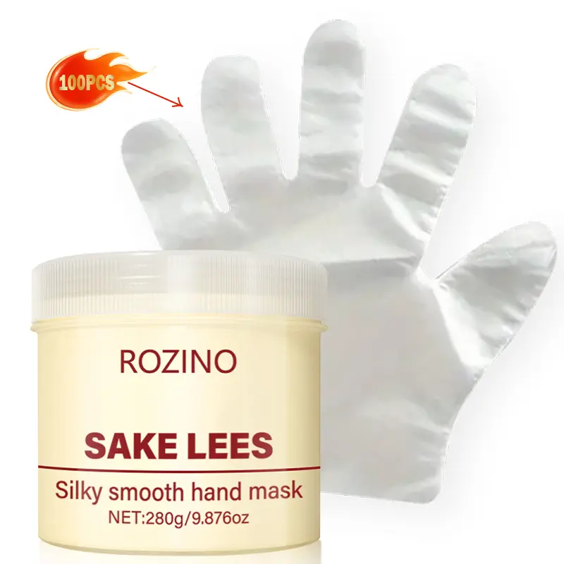 ROZINO Sake Lees Silk Smooth Hand Mask - Intensive Nourishing Moisturizing Silky Finish - 280g/9.876oz - Pampering Experience for Hands Nail Soothing & Hydrating