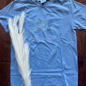 Embroidered Seahorse Tshirt, Summer Tshirt, Oversized Tshirt, Cute Summer Tshirt