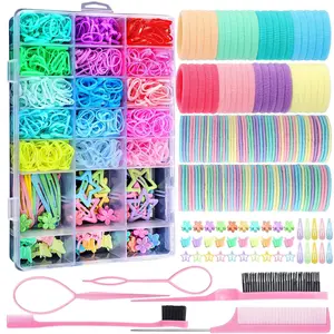 Colorful Hair Ties Set for Girls, Includes Hair Styling Accessories, Convenient Hair Puller and Combs, Perfect Baby Hair Bows Collection, Hair Accessories Sets