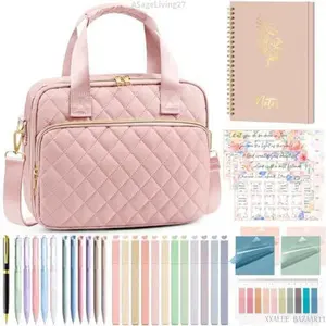 Bible Cover Case for Women, Large Bible Bag Bible Study Supplies Accessories Journaling Kit with Highlighters Tabs, Quilted Book Carrying Cases with Shoulder Strap, Christmas Christian Gifts for WomenASageLiving27XXALUE BAZAAR11