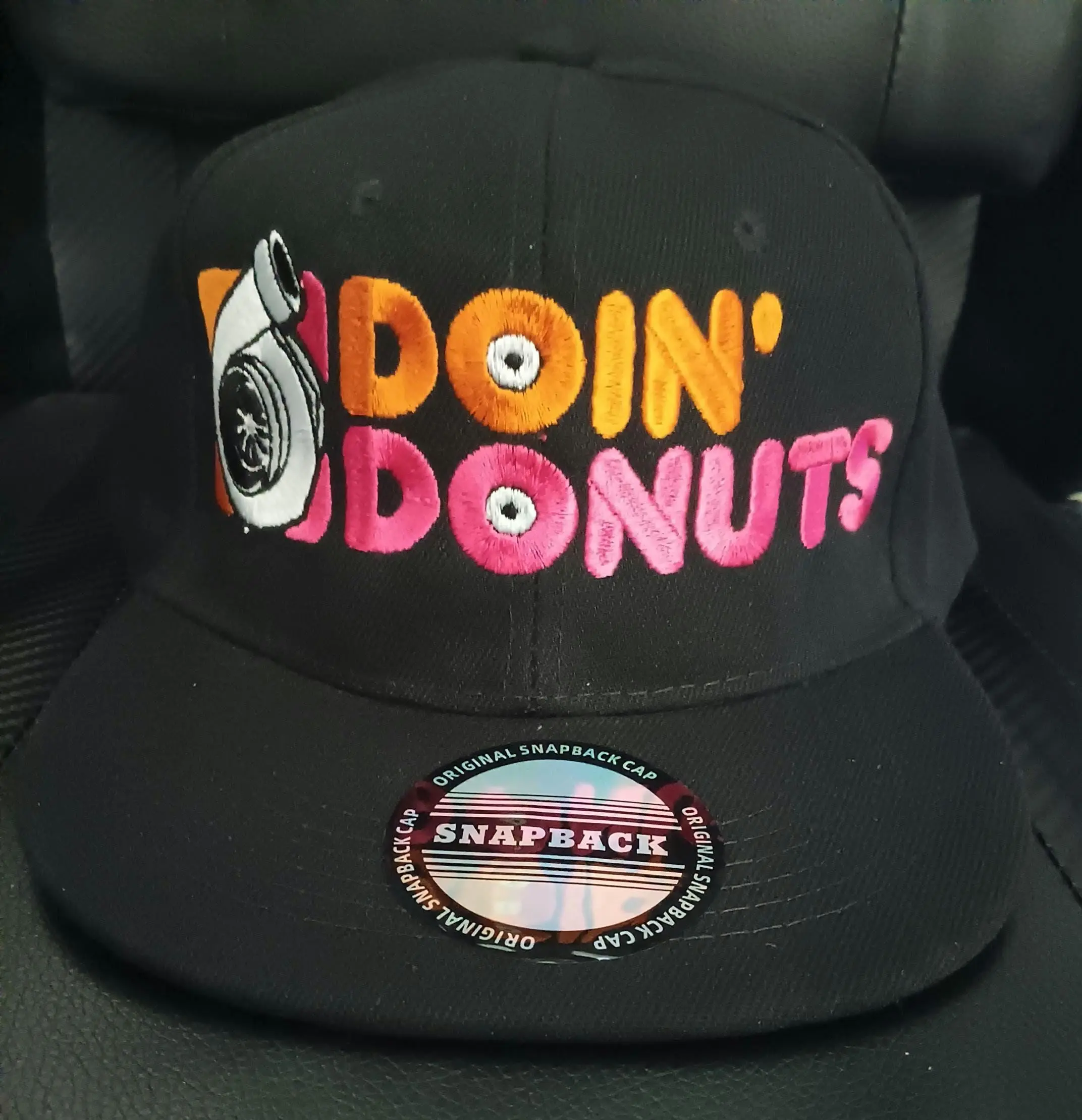 Unisex Parody Theme Flat Brim Snapback Hat, Ideal for Street Racing, Sideshow Car Meet (Doin' Donuts Dunkin' Donuts Inspired), Flat Brim Hats