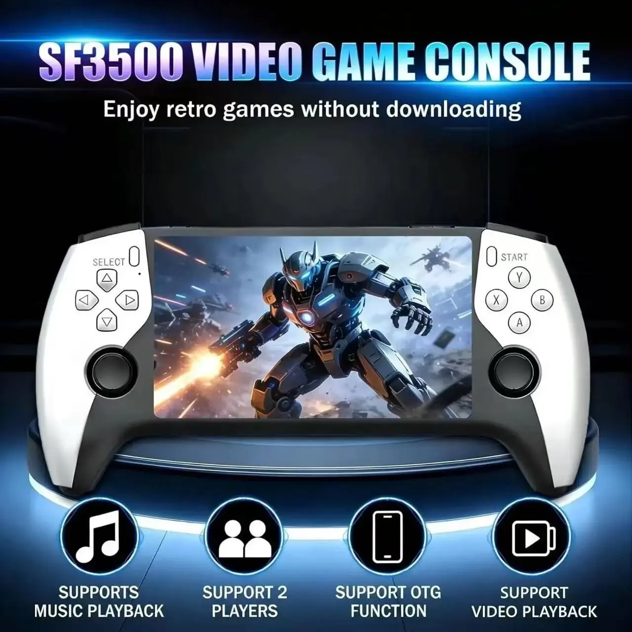 2026 New Sf3500 Upgrade Handheld Game Console, Gaming Consoles, Portable, 5-Inch IPS Full HD Screen, Multiple Emulator Modes, 3000mah Long Battery Life