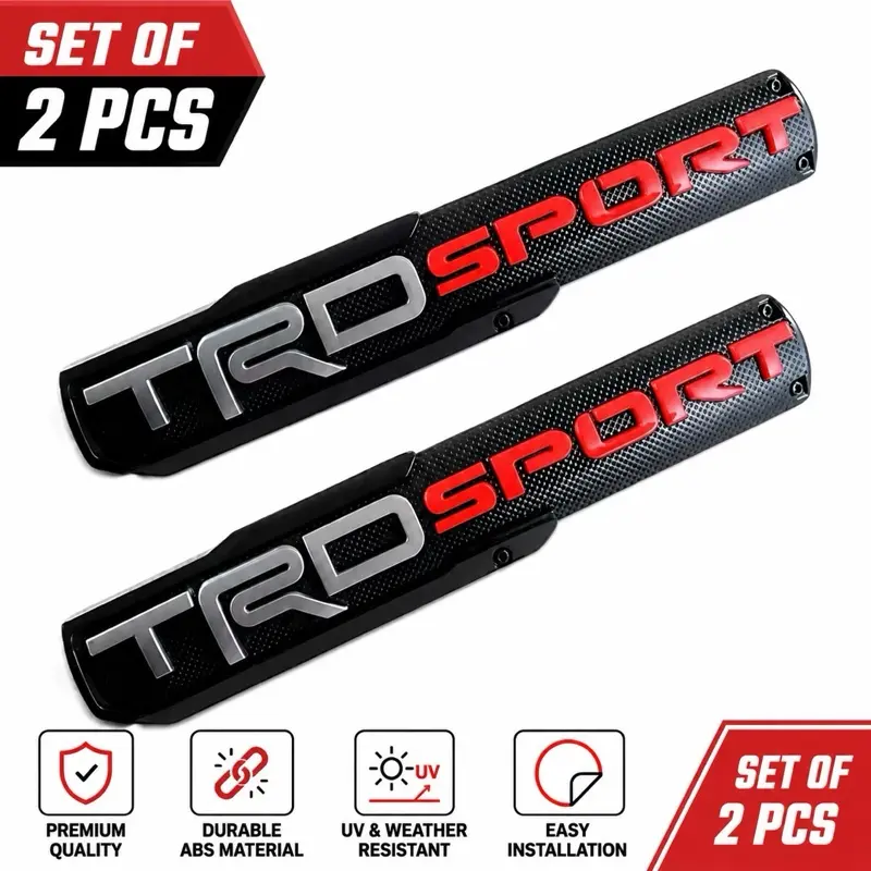 2PCS TRD Sport TRD Off Road TRD Pro Side Door Emblems 3D Premium ABS Compatible with Tacoma Tundra 4Runner Gift for Truck Owners.