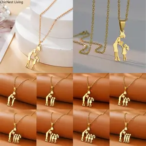Mom Daughter Son Family Necklace Stainless Steel Chain Multiples Childs Silver Color Pendant Jewelry Women Mother's Day Gift Perfect Gift for Mother's Day