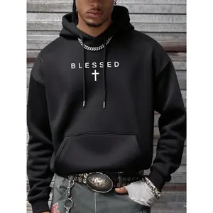 Men's Casual Minimalist Slogan Print Thermal Lined Hoodie Sweatshirt, Autumn/Winter