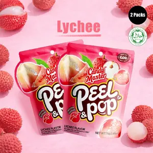 Candy Master Peel & Pop Peelable Gummy - 6 Fruity Flavors (Banana, Lychee, Grape, Peach, Mango, Pineapple) - Juicy & Chewy | Halal Certified | Idea for Kids & Snack Lovers