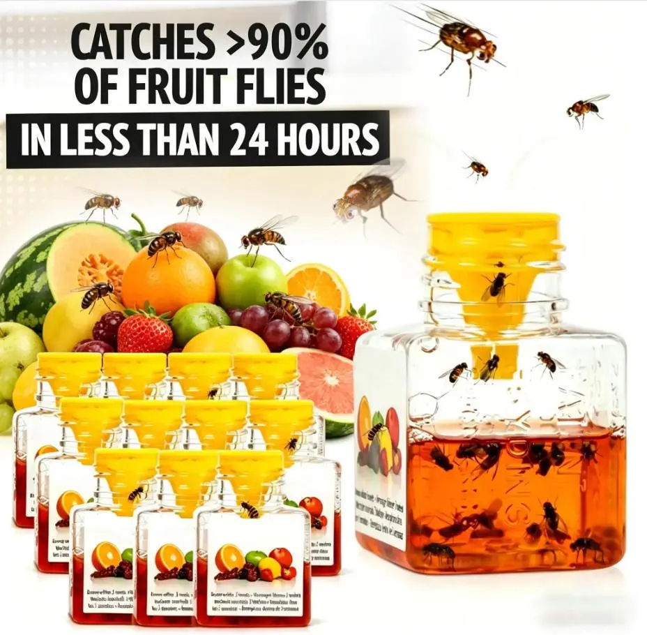 Fruit Fly Traps for Indoors | Fruit Flies Catcher for Home & Kitchen, Kids & Pets Friendly, Upto 3 Weeks of Performance per Bottle