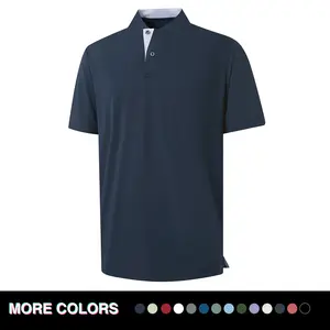 MAELREG Mens Golf Shirts Collarless Performance Dry Fit Moisture Wicking Casual Solid Short Sleeve Henley Shirts for Men Sport Top Sports Apparel