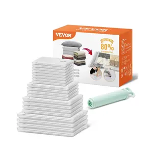 VEVOR Vacuum Storage Bags, 20 Pack Space Saver Seal Bag(4 Jumbo/4 Large/4 Medium/4 Small/4 Roll), Compression Airtight Zipper Space Bags with Hand Pump, for Cloth, Bedding, Blanket, Pillow, Travel, Organiser
