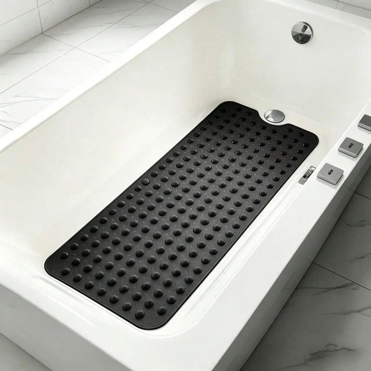 Viral Extra Long Non Slip Bathtub Mat with Suction Cups and Drain Holes, Soft Cushioned PVC Shower Mat for Your Family Safety, Machine Washable Quick Dry Bath Mat That Stays Firmly in Place Even Under Soapy Water, Perfect for Elderly Kids and Pets
