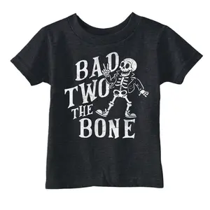 Toddler Funny T Shirts Bad 2 The Bone Sarcastic Halloween Skeleton Graphic Novelty Tee For Young Kids Funny Toddler Shirts Halloween Apparel for Toddler Childrens Graphic Tees Black -