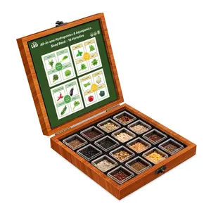 LUSH&DEW All-in-one Hydroponics & Aquaponics Seed Bank - 16 Organic Garden Plant Seed Varieties with Vegetables, Herbs, Microgreens