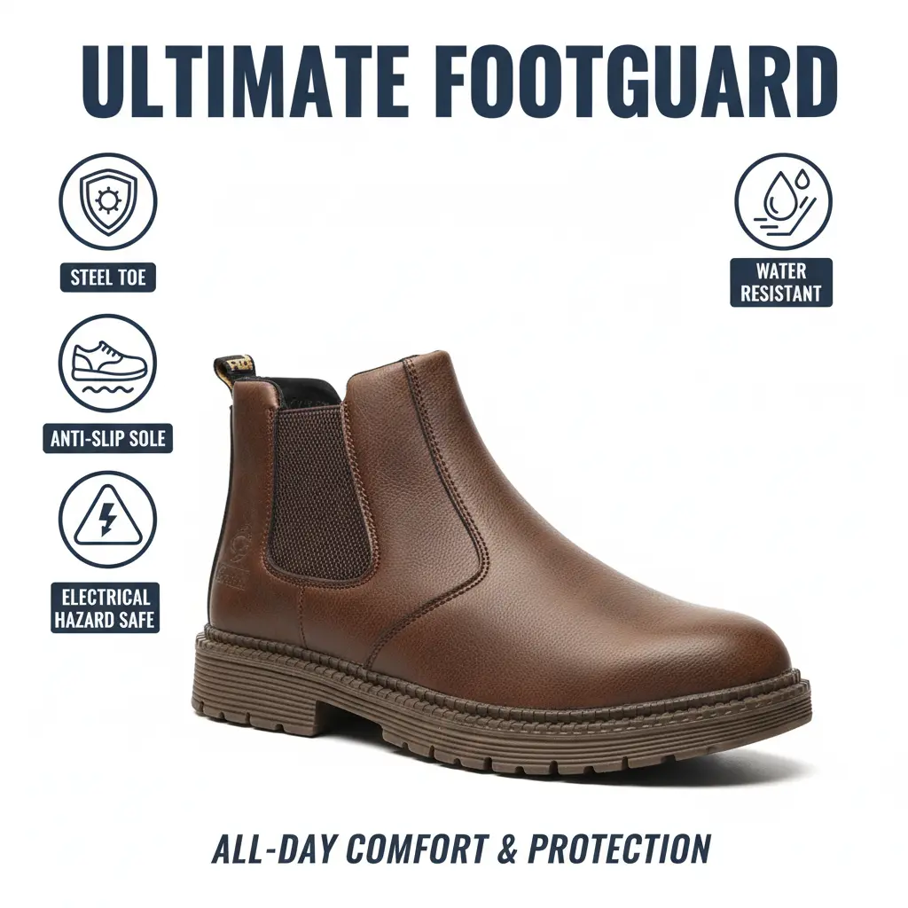 Durable Splash-proof Smash-proof Puncture-proof Breathable Safety Shoes Industrial Construction Work Shoe Anti-Slip Waterproof Durable Outdoor Use Featuring Arch Support Breathable Mesh Tough Toe High-Traction Protective Gear
