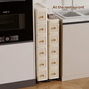 Cream Color Plastic Storage Cabinet, 3-7 Layer Drawer Chest, Easy Assembly, Durable Home Organizer for Living Room, Universal Setting