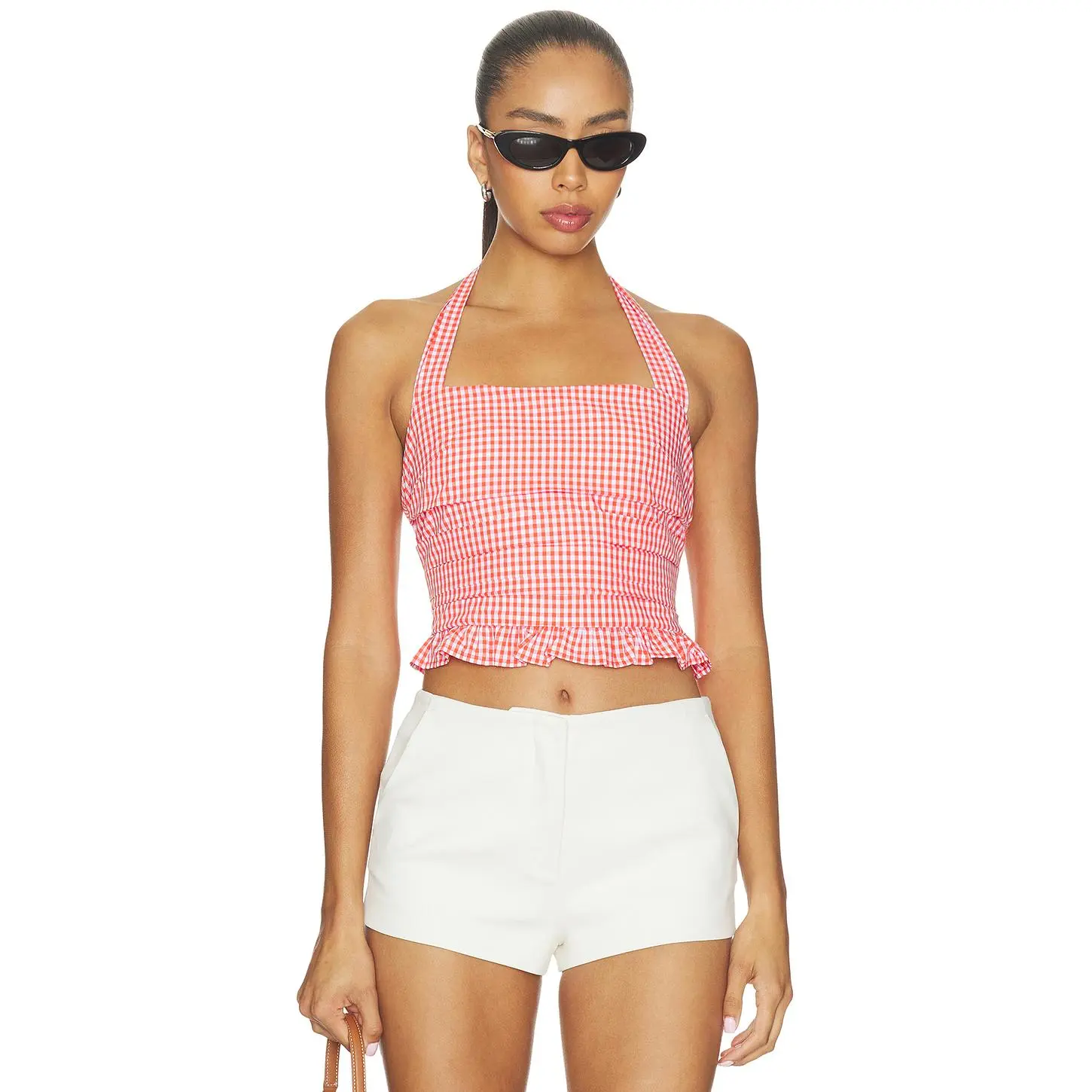 Elodie the Label Coraline Top in Coral Red Gingham