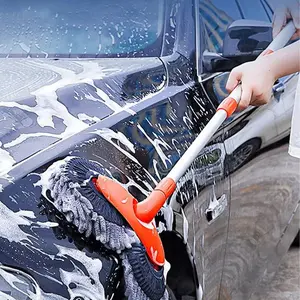 Easy Practical 39'' Long handle car wash mop, Durable retractable aluminum alloy rod, Rotational Fixation, Microfiber brush head, Avoid scratching，Suitable for Car, RV, Truck, SUV and Home Cleaning - Christmas gift!