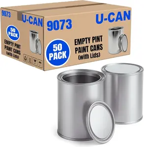 Empty Metal Pint Paint Cans with Lids (9073)