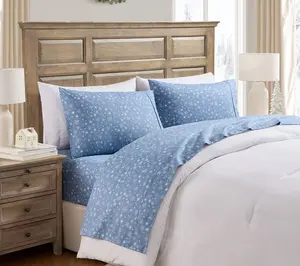 Hallmark Snowflakes Cotton Flannel Bed Sheet Set, Queen
