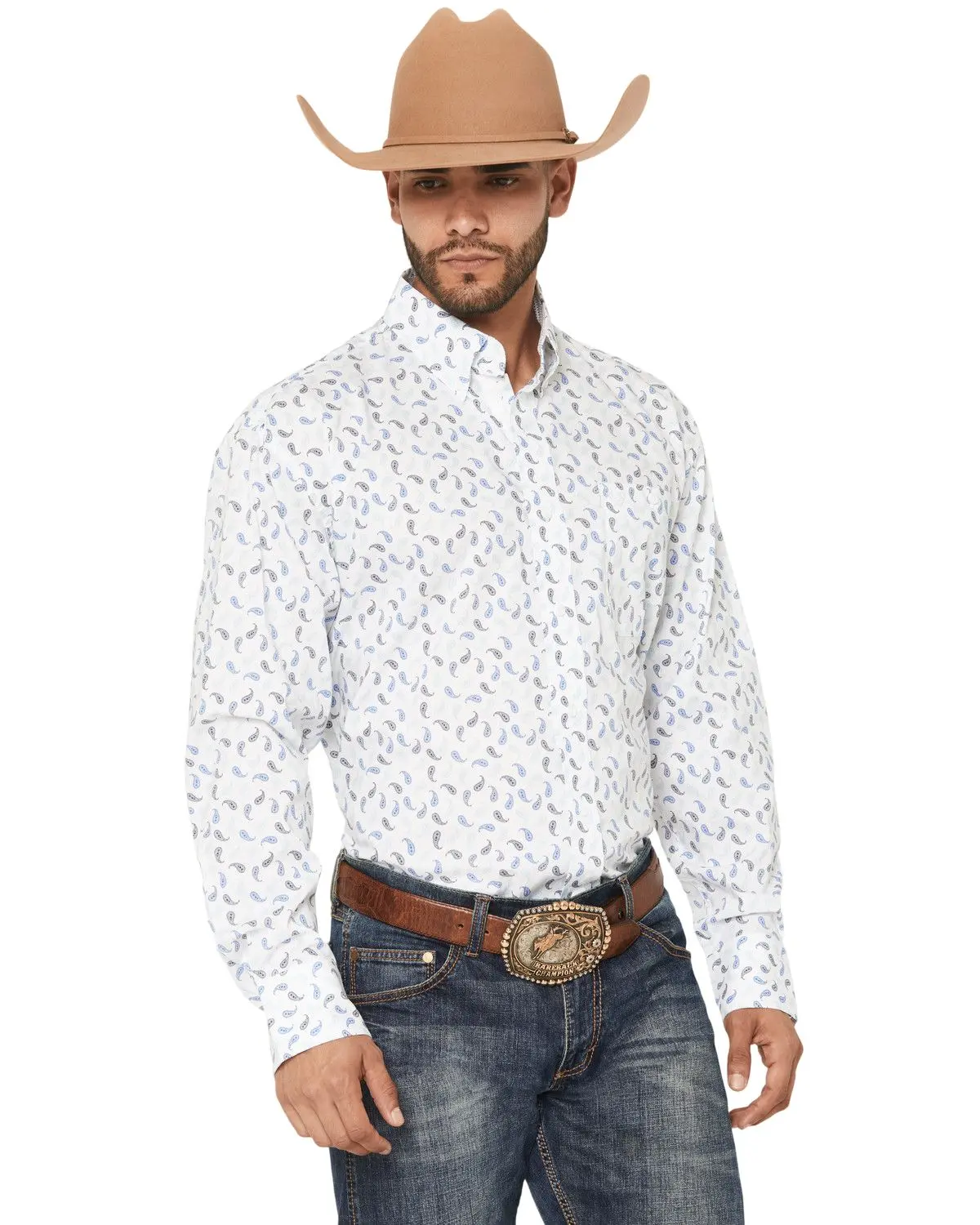 Wrangler Men's George Strait By Men'S Paisley Print Long Sleeve Button-Down - 112368199-Big