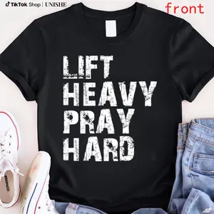 Unisex Workout Tee – Lift Heavy Pray Hard, Perfect Christian Gift