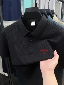 Red MILANO Golf Course Men's Polo Professional Quick Drying Elite Social Robe Men's Ice Sensation Quick Drying Polo Shirt Polyester Spandex Blended Summer Moisture wicking