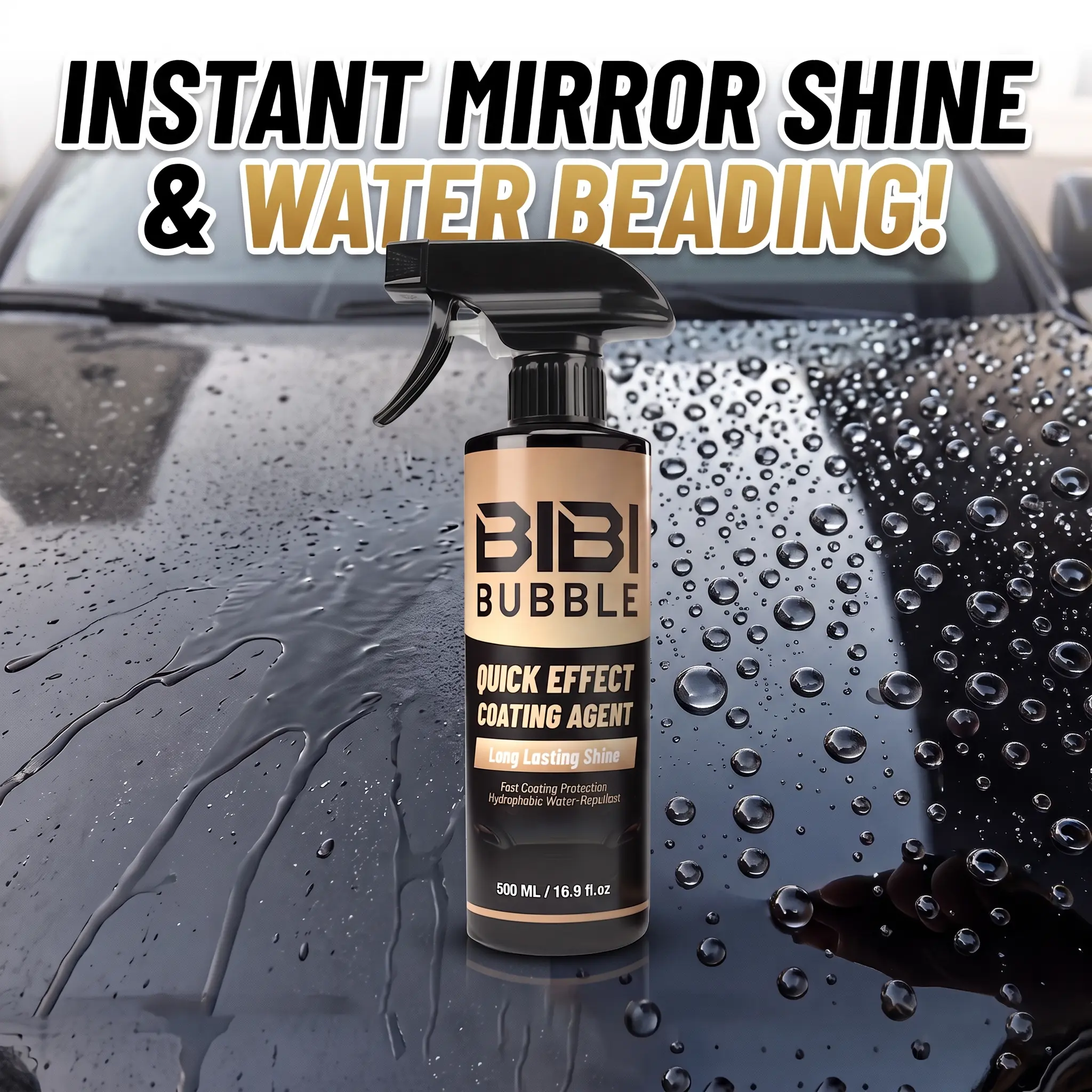 500ML Car Ceramic Coating Spray – Quick Shine Mirror Gloss Finish, Hydrophobic Water Repellent Protection, Long-Lasting Paint Care for Cars, Trucks & Motorcycles