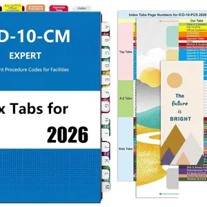Upgraded Index tabs for ICD-10 -PCS AAPC Version 2026, 126 Book Tabs, Color-Coded with Alignment Card & Page Numbers Sheet & Bookmark, Laminated Durable, Book Not Included