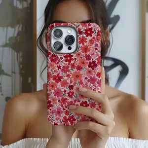 Think Pink  Pretty Floral Phone Case for iPhone 17 16 Pro Max iPhone 15 14 Pro Cute Trendy Cottagecore Aesthetic Phone Case Compatible with Samsung Galaxy S25