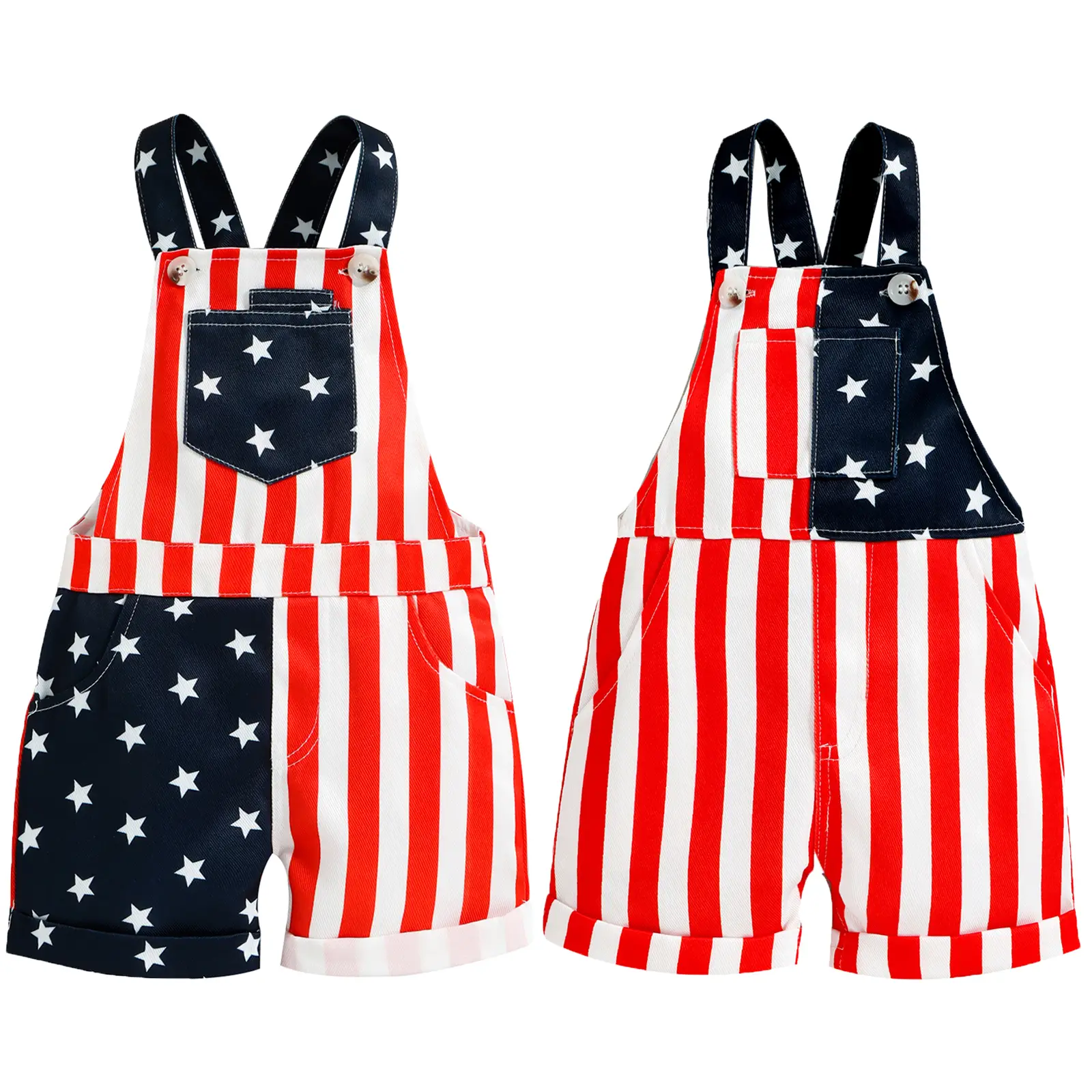 American Flag Overalls for Baby Girls Boys 4th of July Outifts Clothes Suspender Jumpsuit Clothing