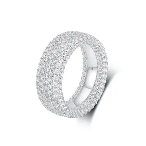 GEMSME 8.5MM Engagement Promise Wedding Eternity Ring for Women Men, Iced Out Sparkling Cubic Zirconia Round Rings ARS102427W-W