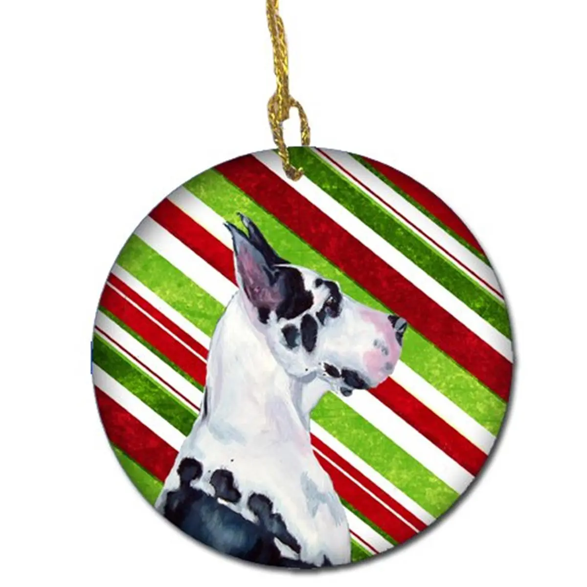 Great Dane Candy Cane Holiday Christmas Ceramic Ornament