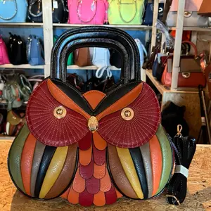 Red multicolored owl women’s handbag