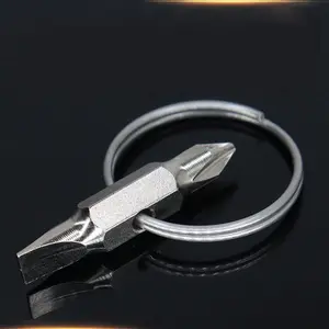 Double Head Keychain with Phillips and Flat Head, Multipurpose Keychain with Double Head Key, 1 Count Multifunctional Keychain for Car Key, Home Key, Office Key, Multi-functional Keychain Repair Tool, Lightweight Keychain